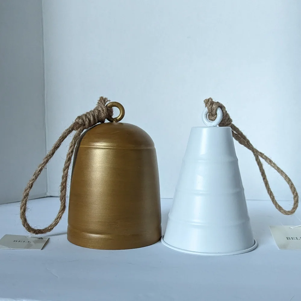 Target Bullseye Playground Summer Nautical White & Bronze 2pc Farmhouse Bells - Picture 1 of 11